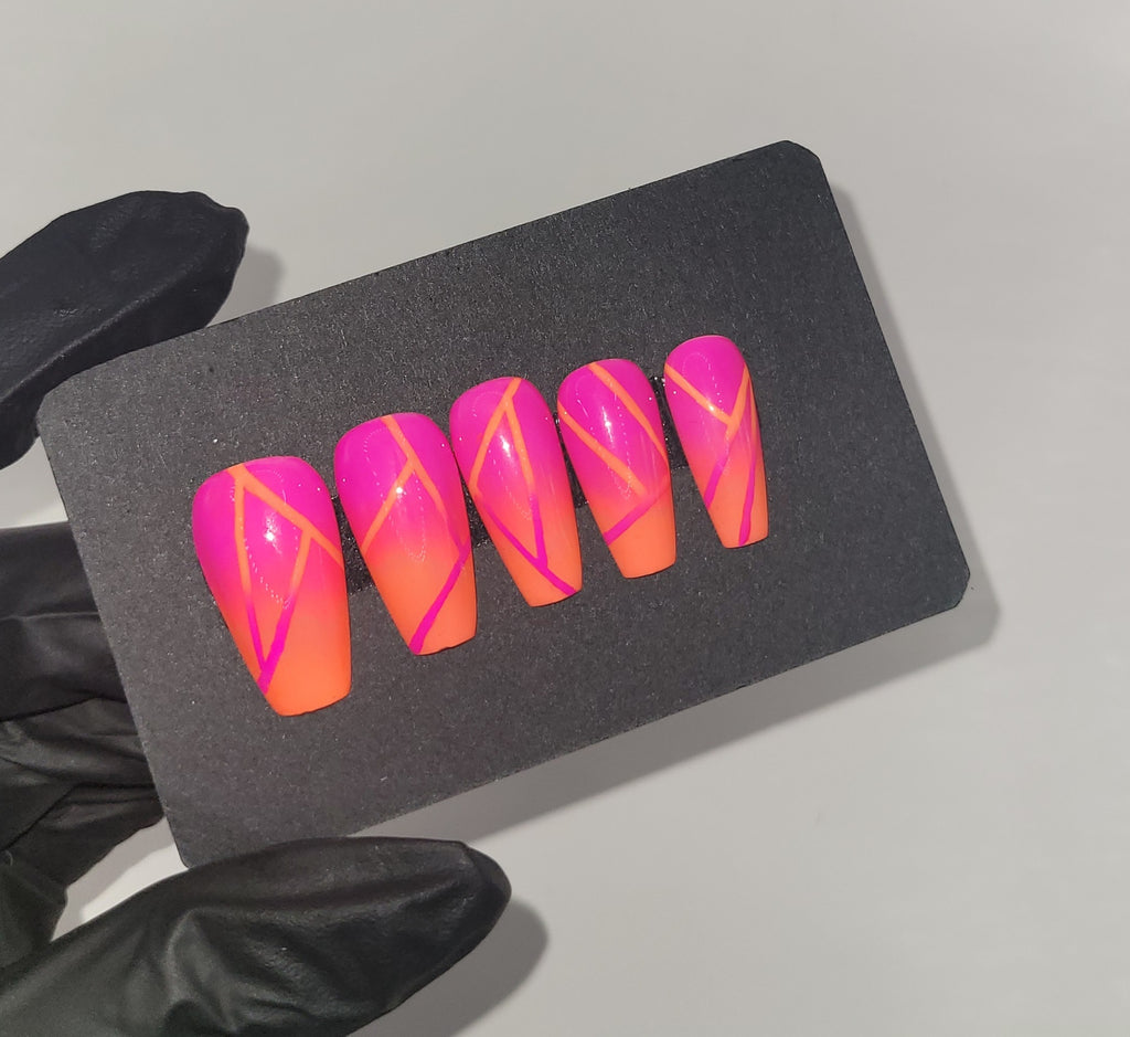 Pink and Orange Sunset Press Ons