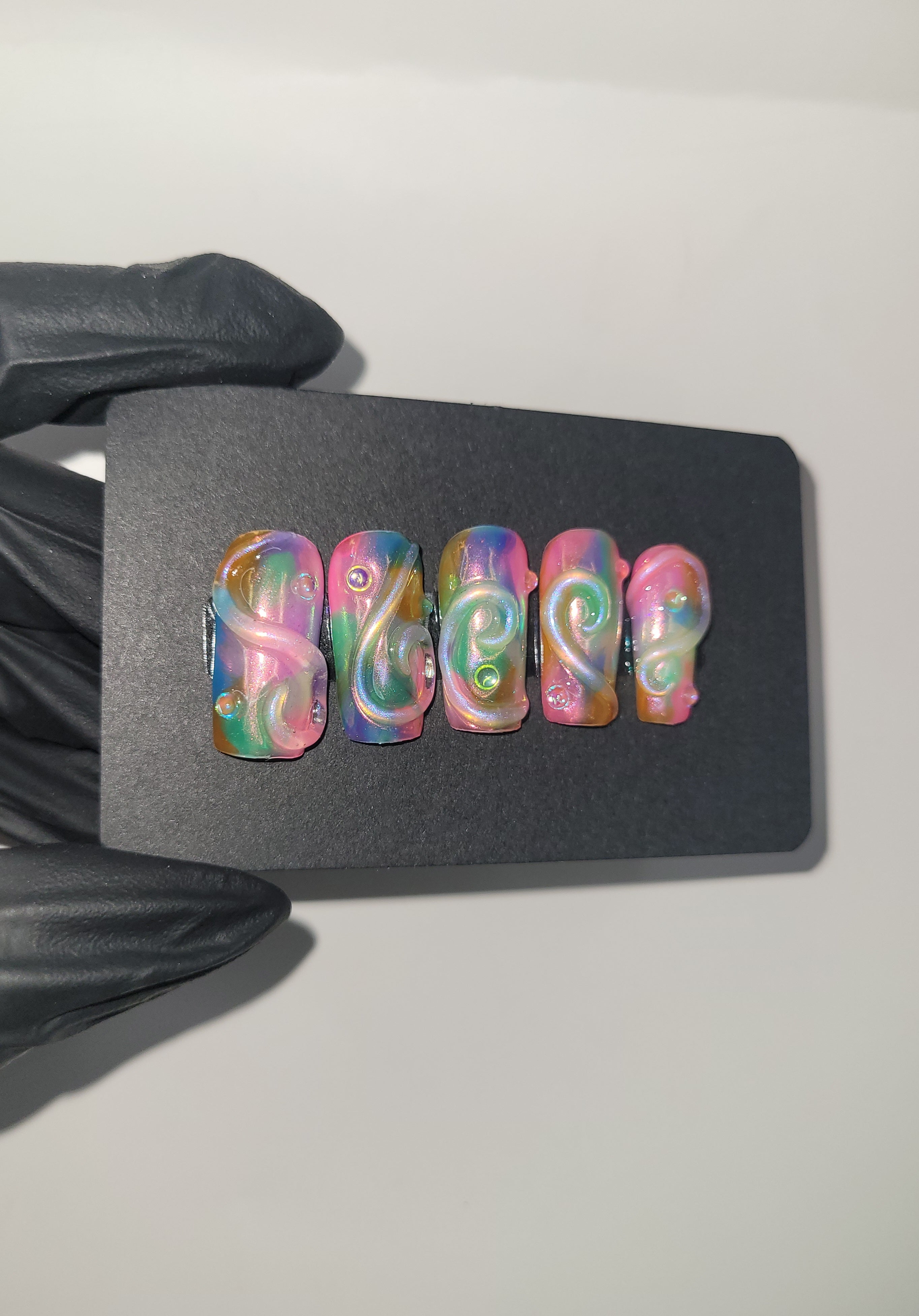 Rainbow Swirls Press Ons