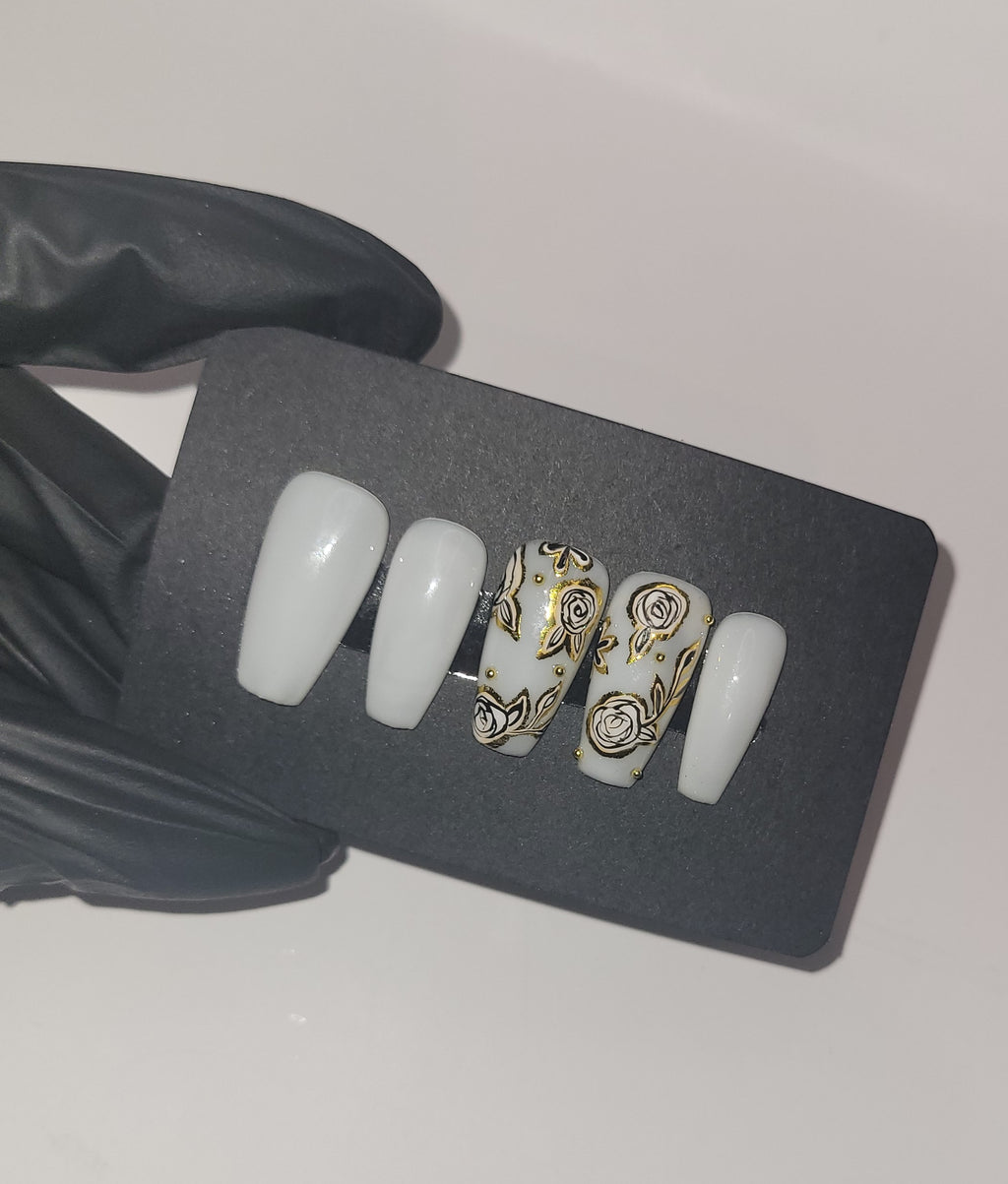 Gold Roses Press Ons