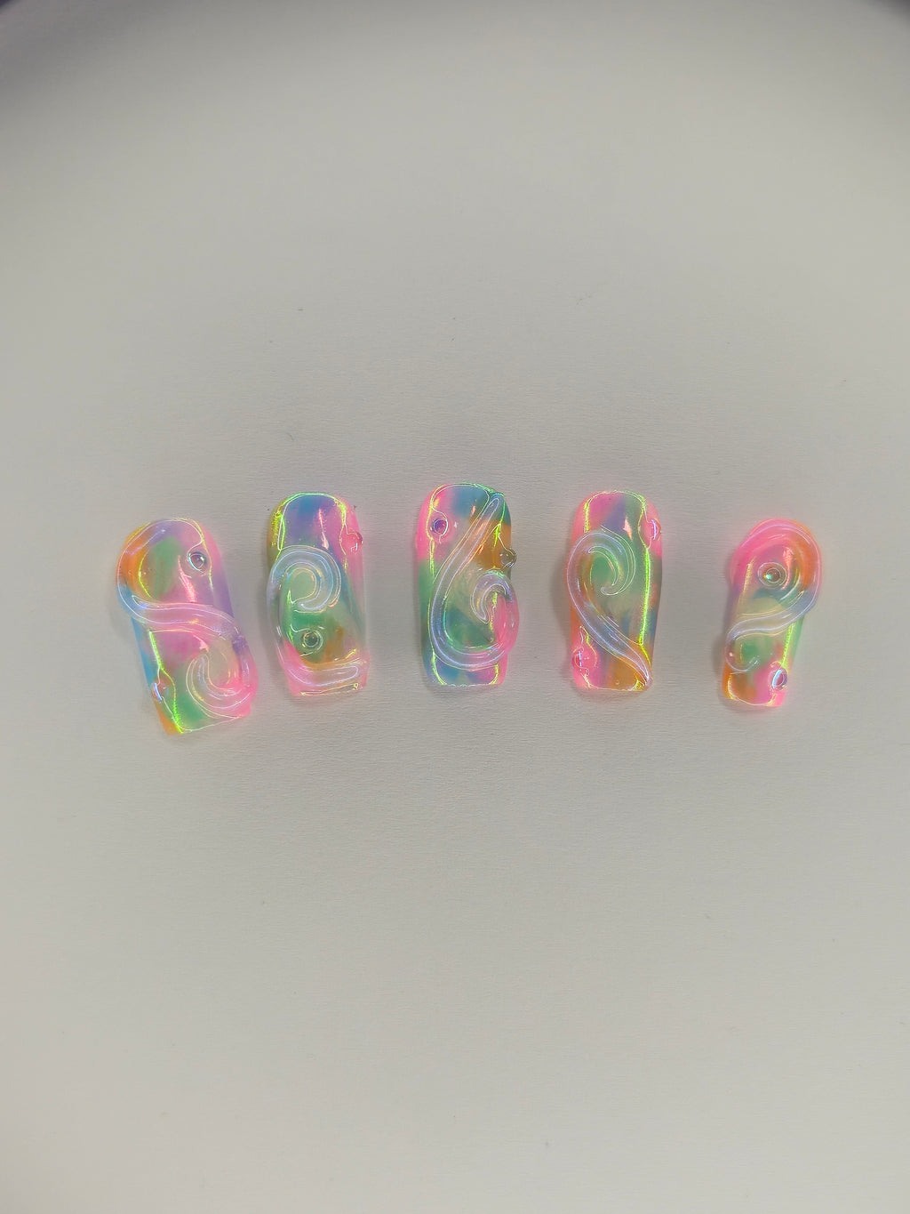 Rainbow Swirls Press Ons