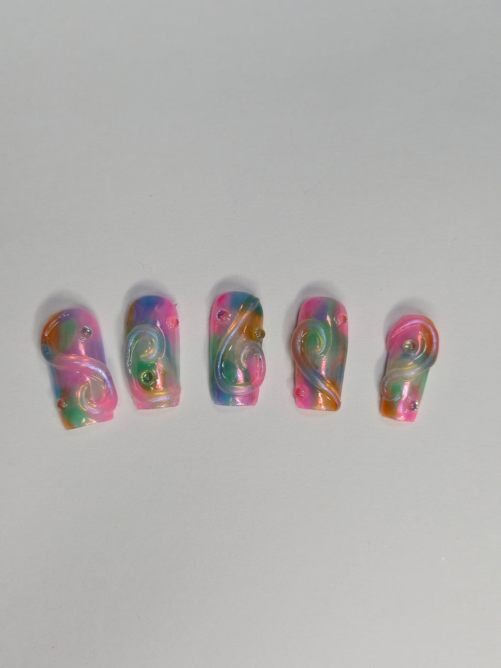 Rainbow Swirls Press Ons