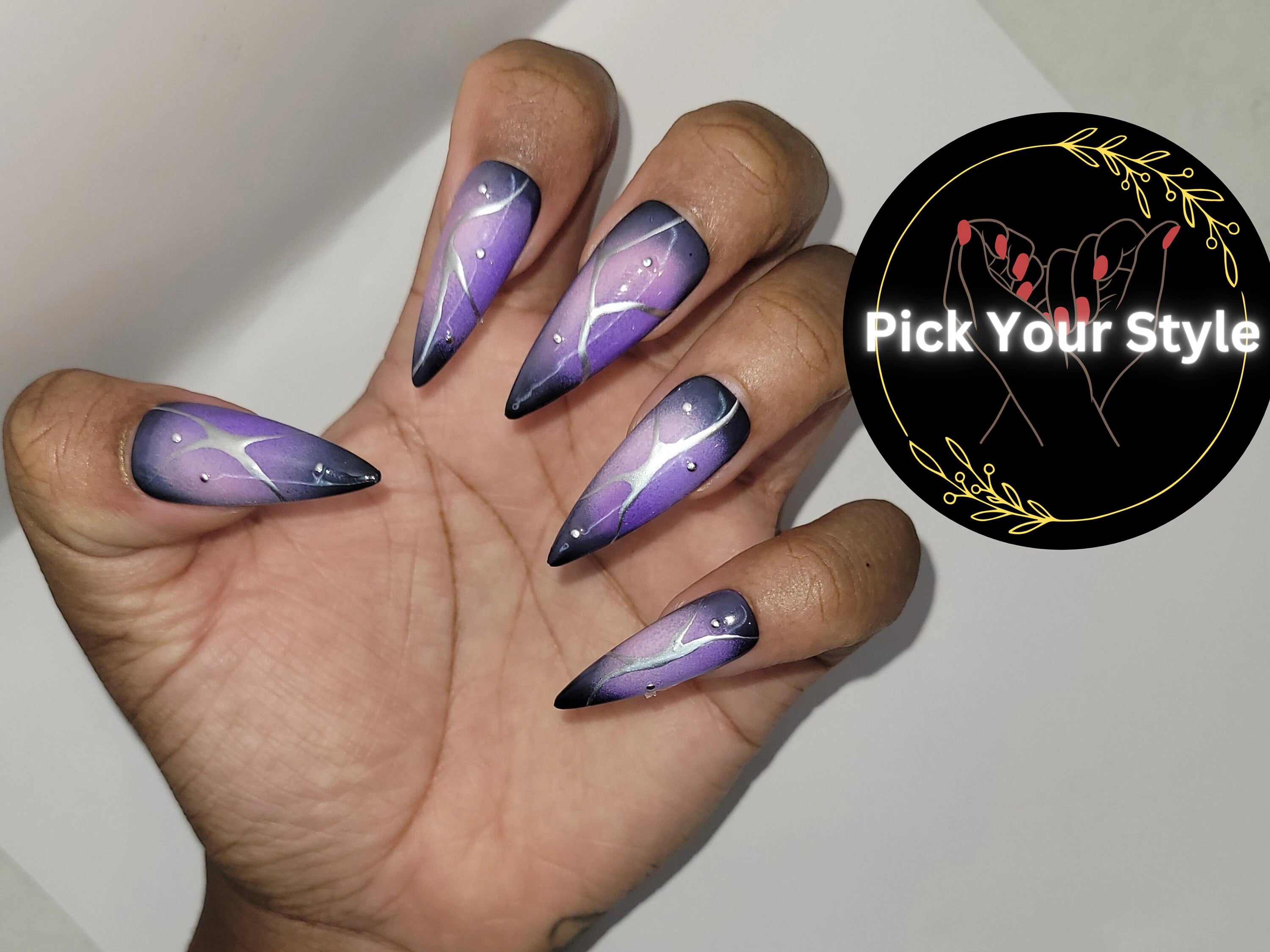 Purple Metal Press Ons