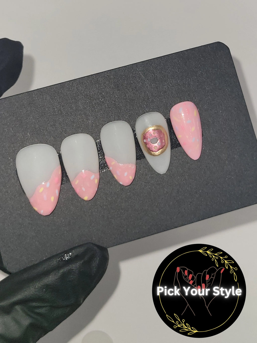 Pink Doughnut Press Ons