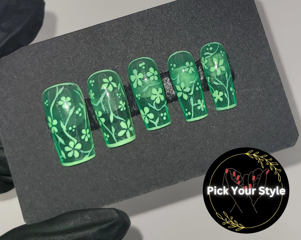 Glass Green Garden Press Ons