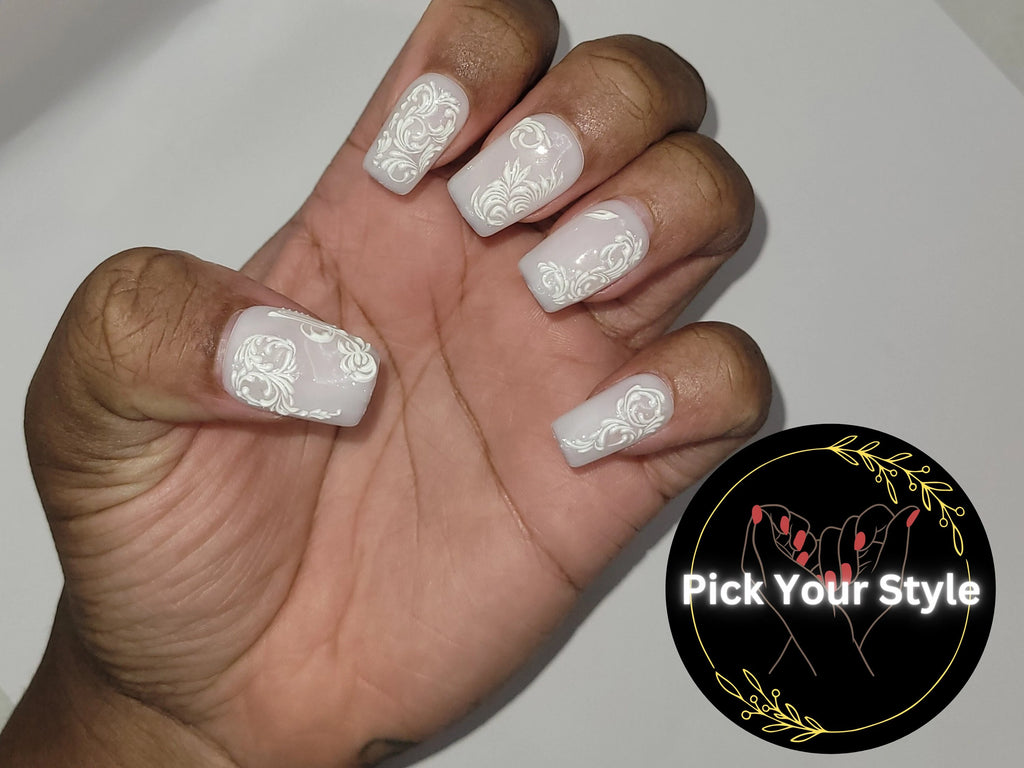 White Lace Press Ons