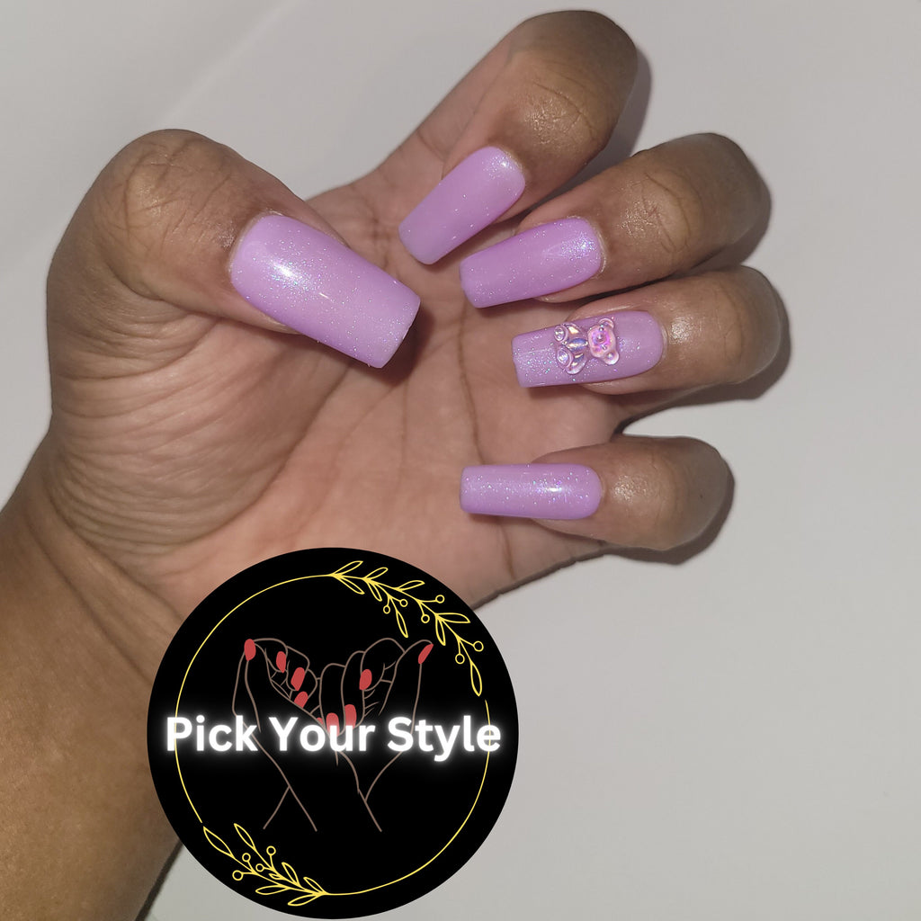 Lavender Bear Press Ons